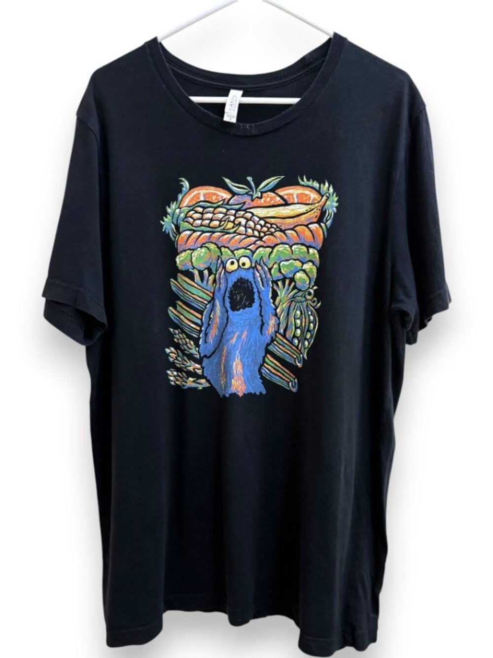 Men’s XL Graphic Crewneck T-Shirt Funny Cookie Monster Sesame Street The Scream